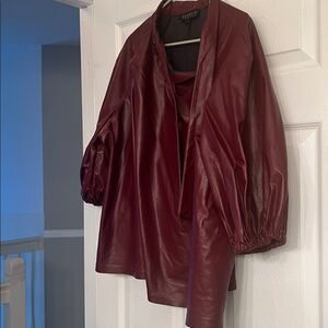 Eloquii Deep Red Faux Leather Top